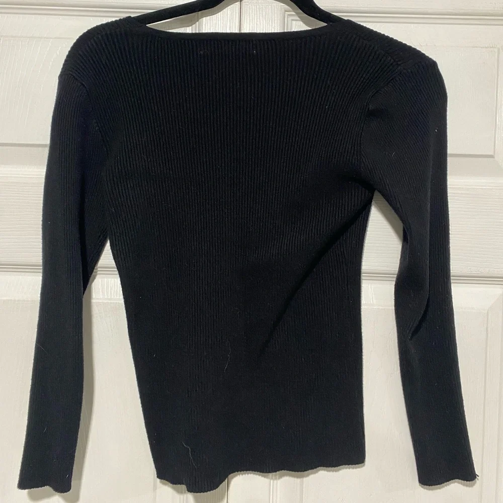 Catherine Malandrino Black Ribbed Top - Picture 2 of 2
